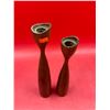 Image 3 : Mid Century Modern Teak Candlesticks