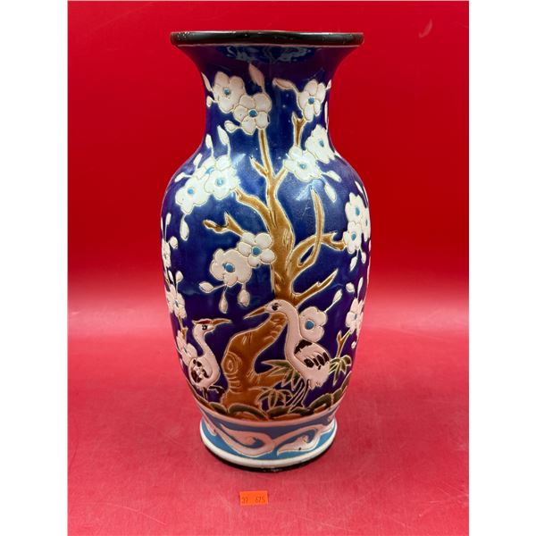 Vintage Crane Themed Porcelain Vase