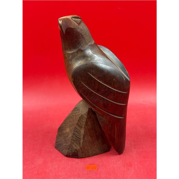 Vintage Hand Carved Iron Wood Eagle Figurine