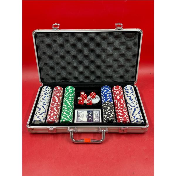 Poker Chip Set With Dice & Playing Cards