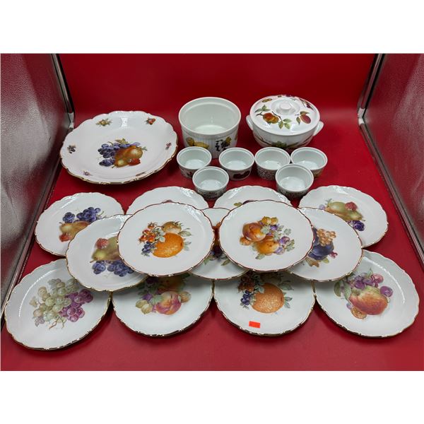 Vintage Fruit Themed Porcelain Plates: Royal Worchester & Schumann