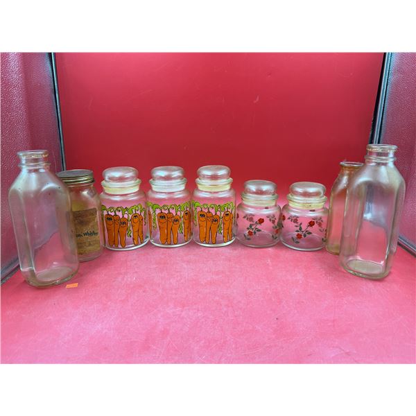 Vintage Glassware: Mid Century Modern Carrot Jars (Hildi), Milk Bottles, & Rose Jars