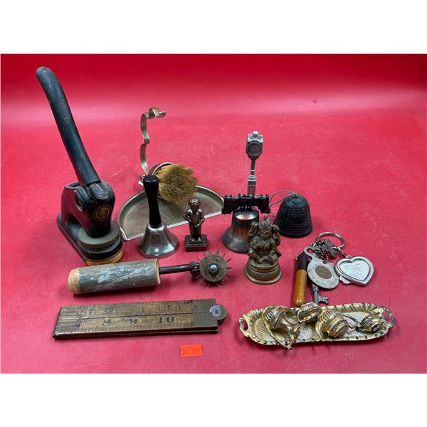 Vintage Variety: B.C. Indian Head Stamper, Measuring Stick, Shiva Figurine, Birks Pewter, & More