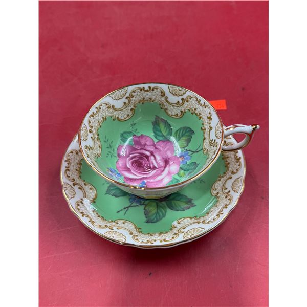 Hard To Find Vintage Double Stamp Paragon Floral Baroque Teacup & Saucer