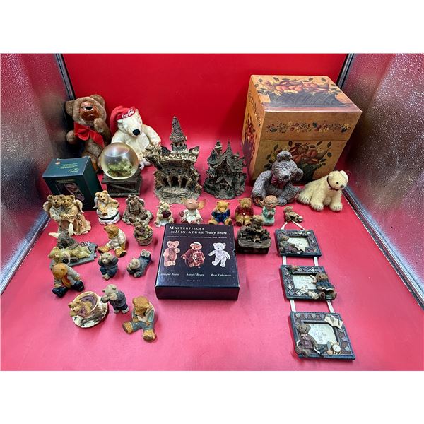 Vintage Bear Collectibles: Figurines, Picture Frame, Plush Dolls, & More