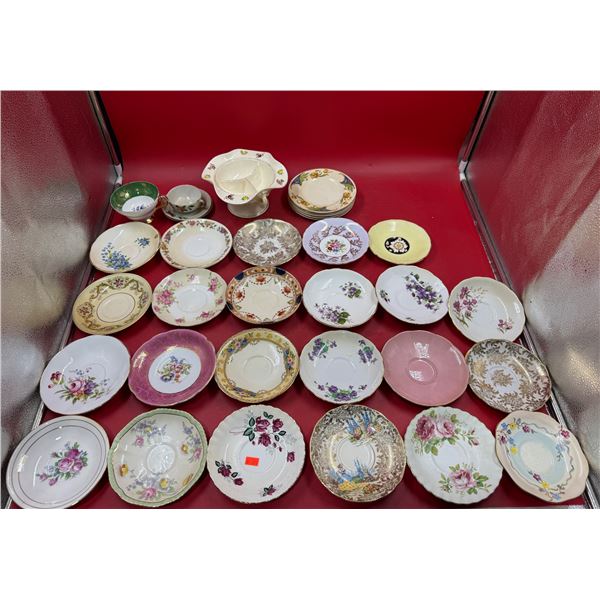 Vintage China Ware: Saucers, Bowl, & Plates: Royal Albert, Aynsley, Double Stamp Paragon, & More
