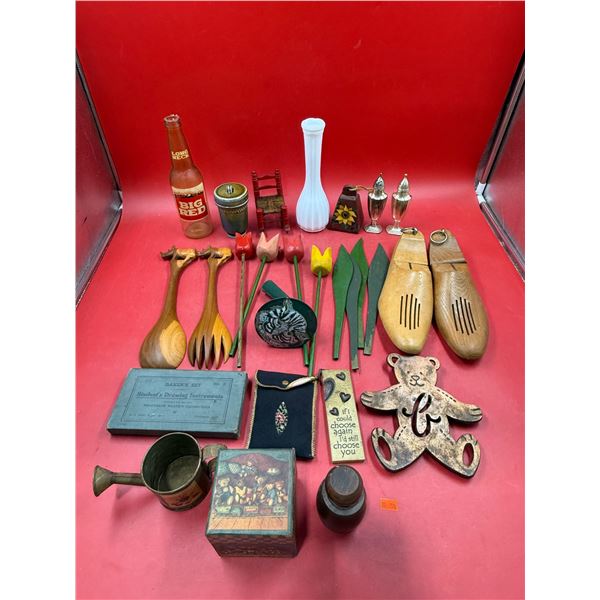 Vintage Variety: Big Red Glass Bottle, Shoe Trees, Bear Trivet, & More
