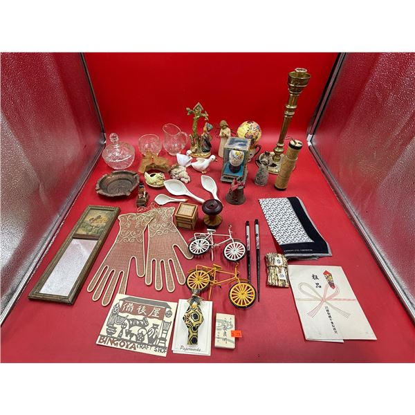 Vintage Variety: Glove Inserts, Wall Mirror, Heavy Candlestick, Figurines, & More