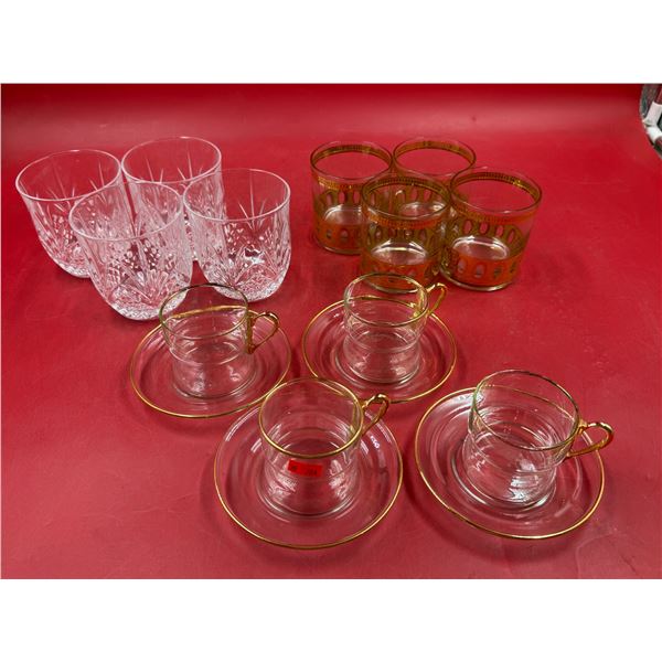 Vintage Glassware: Crystal Cups & Mid Century Modern Cups/Teacups + Saucers
