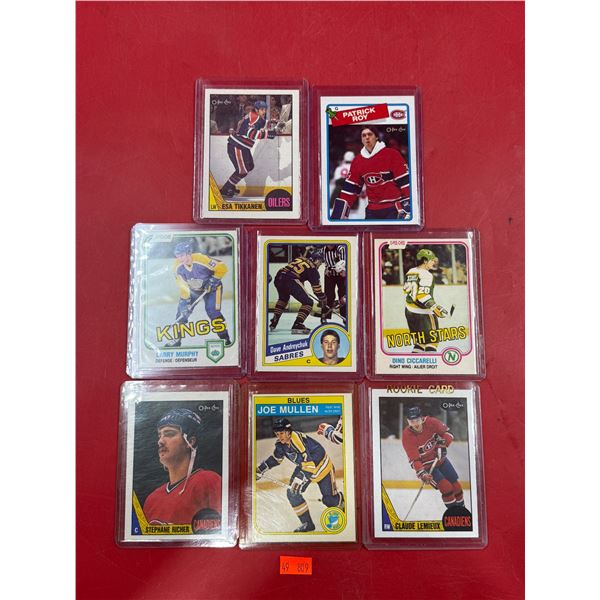(8) Vintage O-Pee-Chee Hockey Cards: Joe Mullen, Larry Murphy, Patrick Roy, & More
