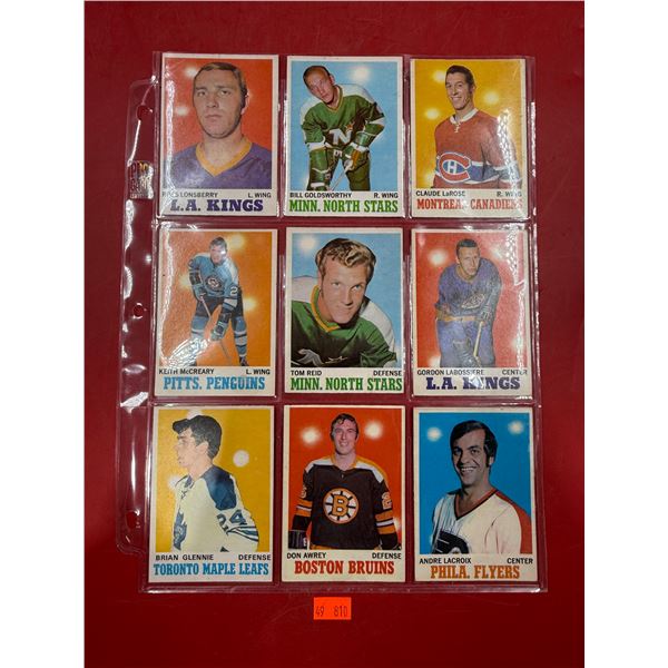 (9) Vintage O-Pee-Chee Hockey Cards: Tom Reid, Don Awrey, Andre Lacroix, Keith McCreary, & More