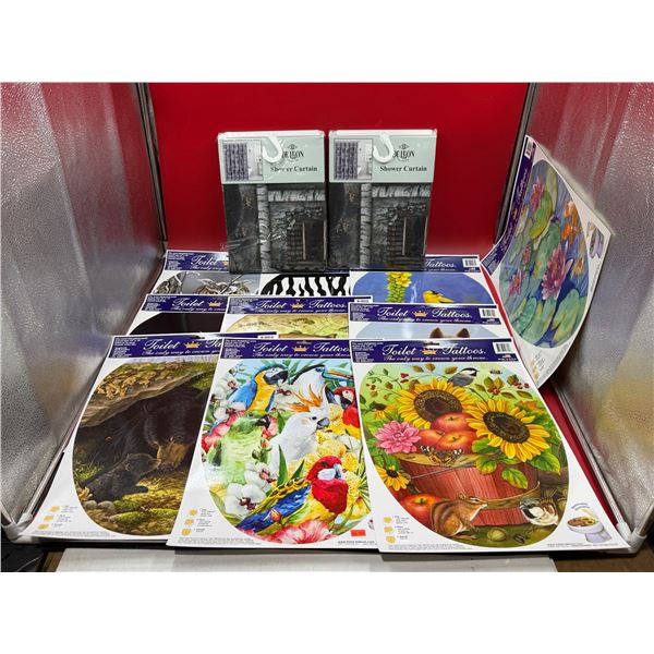 N.O.S. Products: Toilet Peel Off Stickers & Shower Curtains