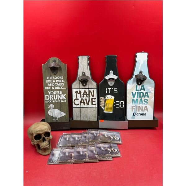 N.O.S Products: Bottle Openers, Coasters, & Skull