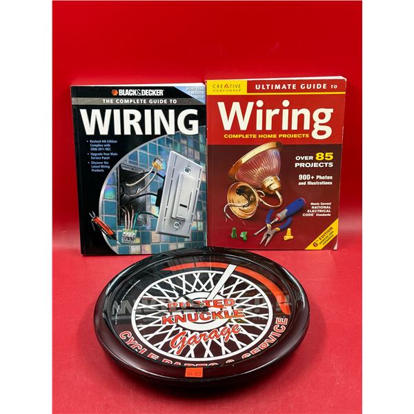 (2) Wiring Books & Busted Knuckle Garage Wall Clock