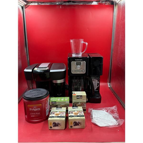 Coffee Products: (2) Makers: Keurig & Cuisinart, Folgers Grounds, Pods, & More