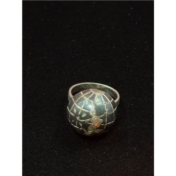 Sterling Silver World Globe Ring