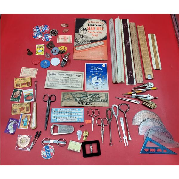 Vintage Variety: Measuring Sticks, Scissors, Shoe Button Hooks, Ephemera, & More