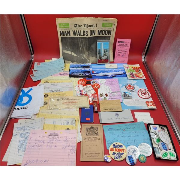 Vintage Variety: Ephemera, Moonwalk Cover Newspaper, Pin Backs, & More