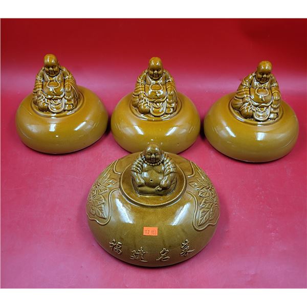 (4) Vintage Buddha Lids