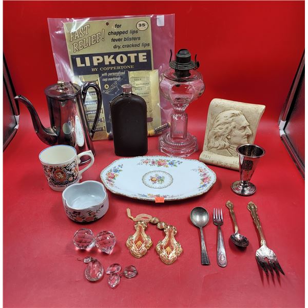Vintage Variety: Cutlery, Zipper Style Oil Lamp, Pitcher, China Ware, & More