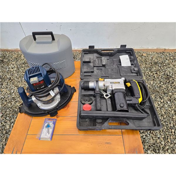 401 --RYOBI  1.5 HP ROUTER, ROTARTY HAMMER DRILL