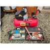 Image 1 : 409 --WESTERN RUGGED 5HP AIR COMPRESSOR AND 2 TOOL BOXES OF RANDOM TOOLS