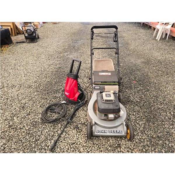 414 --JOHN DEERE GAS LAWNMOVER AND ELECTRIC POWERWASHER