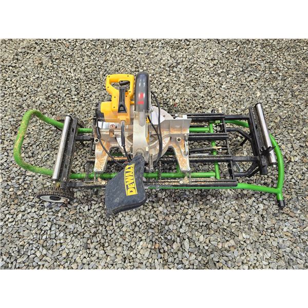 418 -- PORTABLE DEWALT MITER SAW MOUNTED ON A SPECIALIZED ROLLING METAL STAND