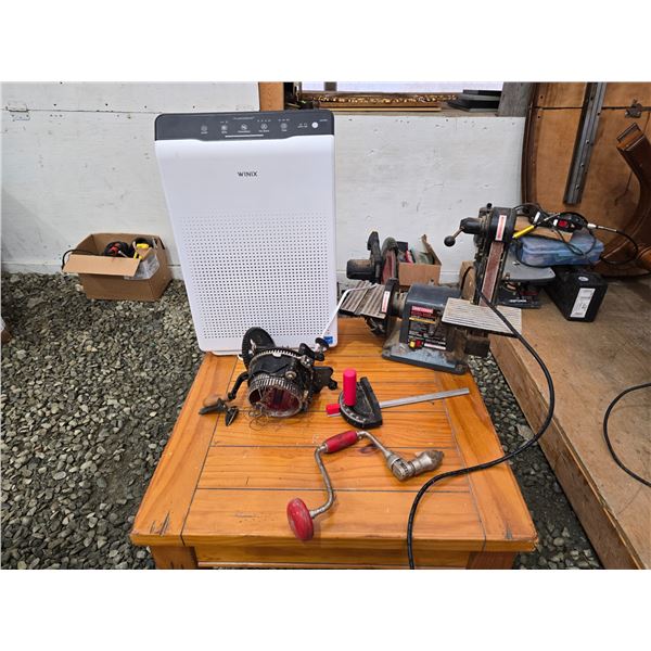 438 -- CIRCULAR SOCK KNITTING MACHINE, CRAFTSMAN BELT AND DISC SANDER, WINIX AIR PURIFIER AND MORE