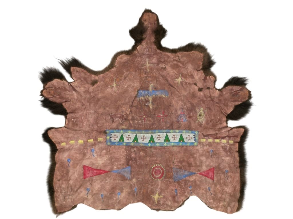 Sioux Ghost Dance Beaded & Painted Buffalo Robe