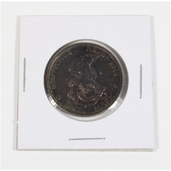 #43 1913 German Empire 2 Mark Silver Coin Military