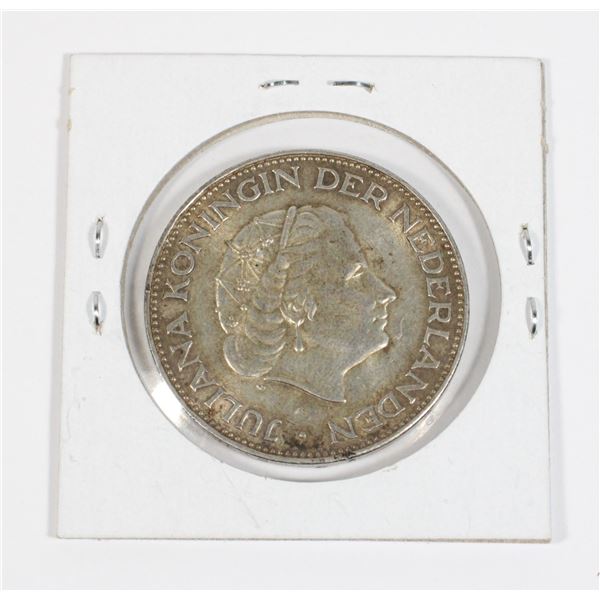 #44 1961 Netherlands 2 1/2 Gulden Silver Coin