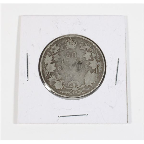 #46 WW1 1916 Fifty Cents Canada Silver Coin
