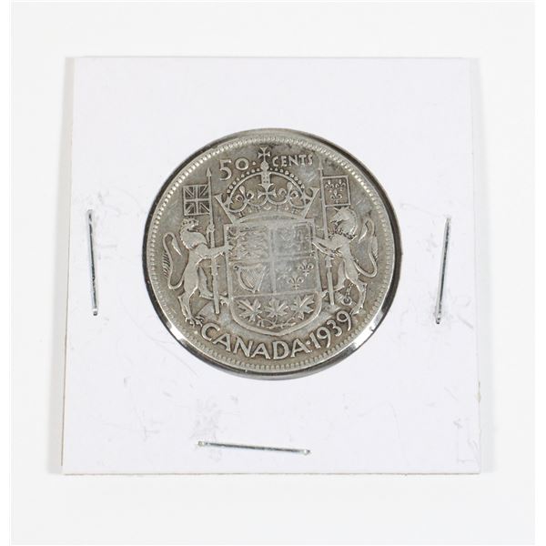 #49  WW2 1939 Fifty Cents Canada Silver Coin