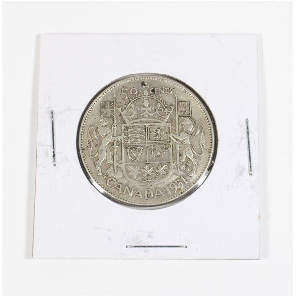 #55 1951 Fifty Cents Canada Silver Coin