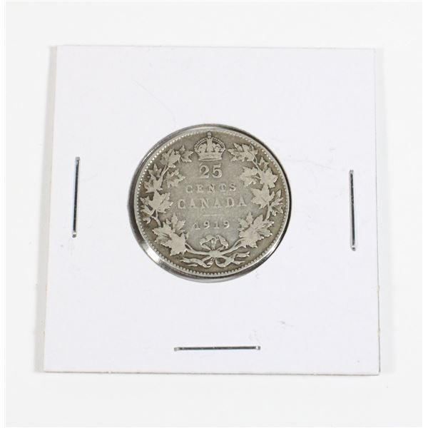 #59 1919 Canada 25 Cents Quarter Silver Coin