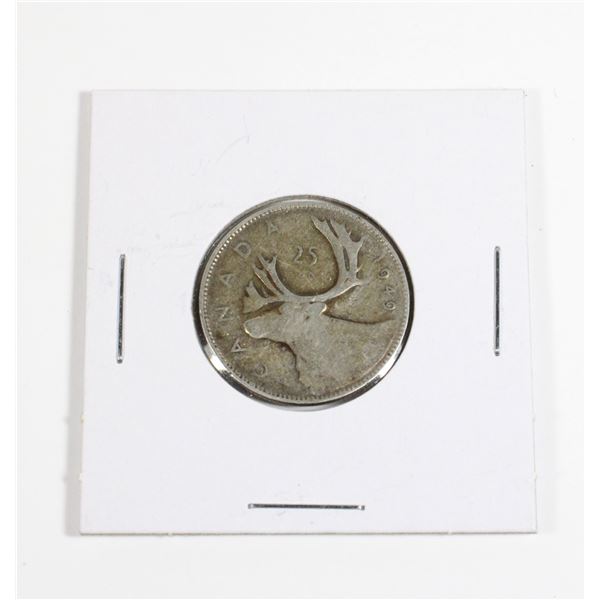 #72 1949 Canada 25 Cents Quarter Silver Coin