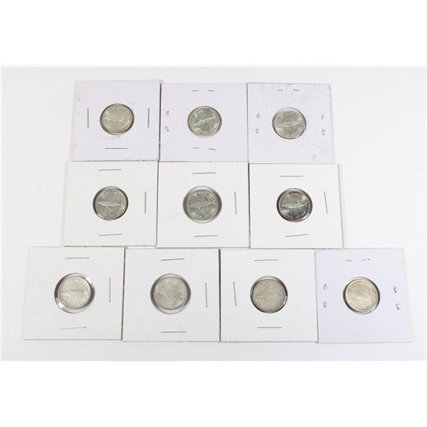 #85 1967 10 Cent Silver Dimes Canada Lot of 10