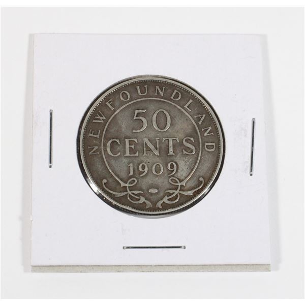 #88 1909 50 Cents Newfoundland Silver Coin