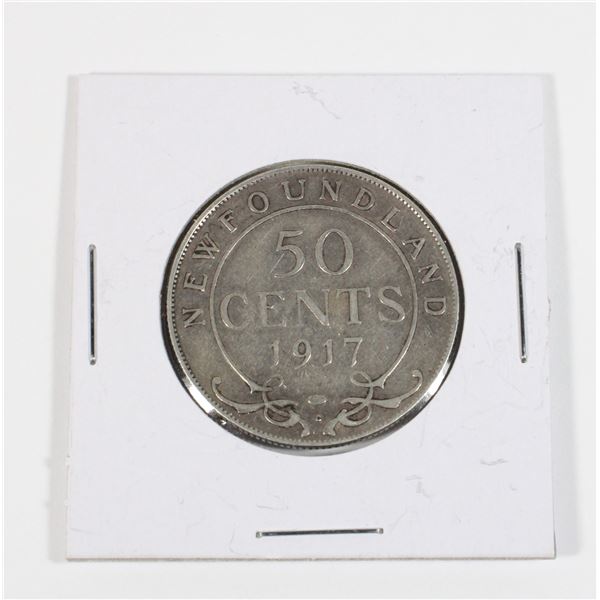 #89 WW1 1917 50 Cents Newfoundland Silver Coin