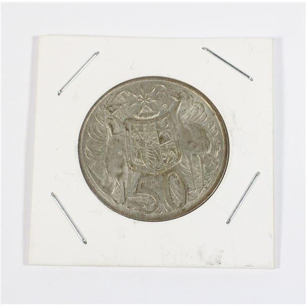 #113 1966 Australia 50 Pence Silver Coin