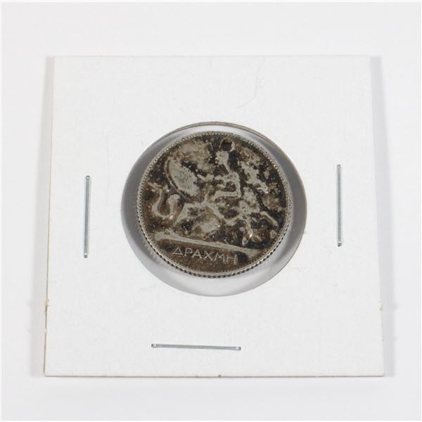 #114 1911 Greece 1 Drachme Silver Coin