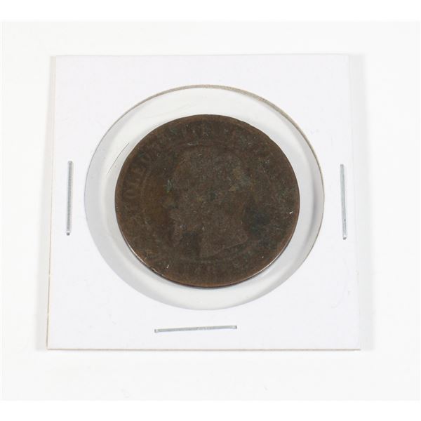 #132 1855 France 10 Centimes Coin Antique