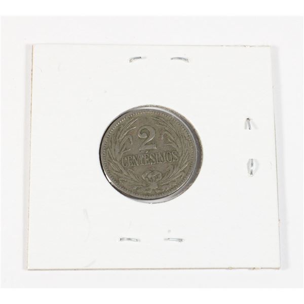 #142 1924 Uruguay 2 Centesimos Coin Antique