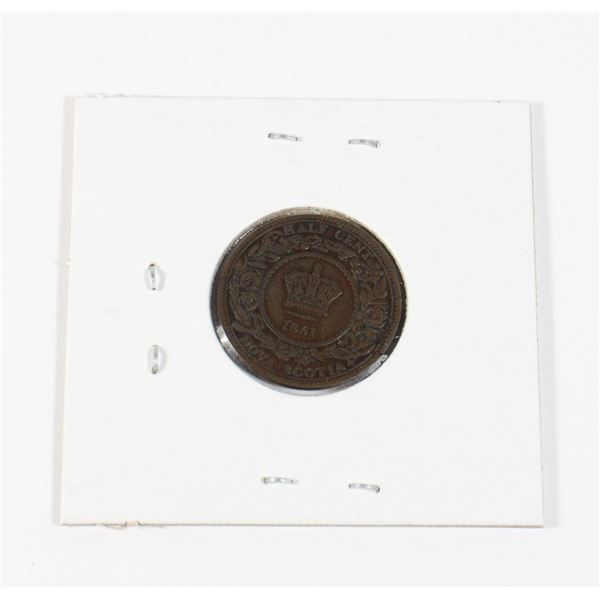 #143 1861 Nova Scotia Half Cent Coin Antique