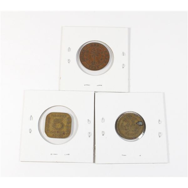 #146 WW2 1943 Ceylon Lot of 3 Coins King George VI