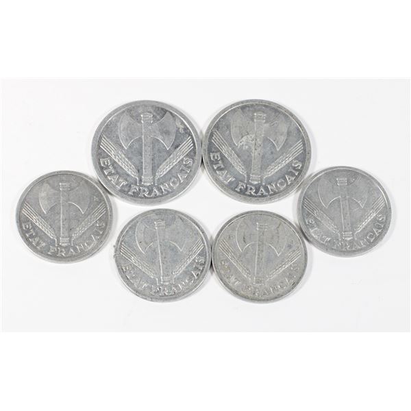 #147 WW2 1943 1944 1 + 2 Franc Vichy France Coins