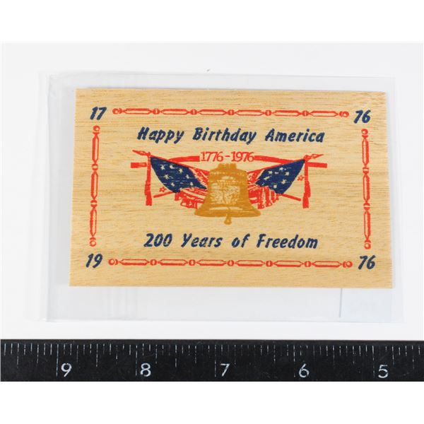 #192 Wooden Money Token 1976 USA 1976 Bicentennial