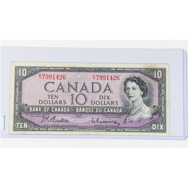#201 1954 Canada $10 Ten Dollar Bill Banknote