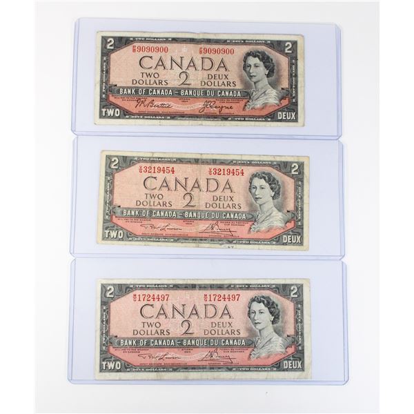 #202 1954 Canada $2 Two Dollar Bill Banknote Lot